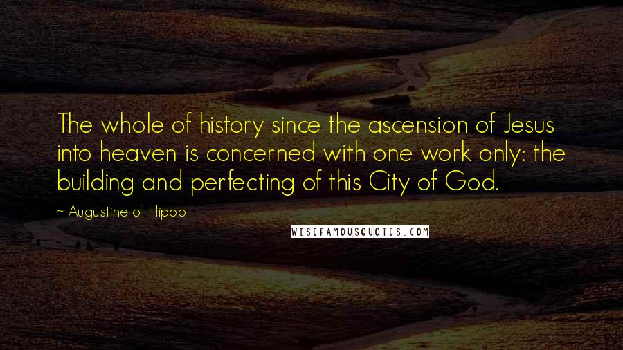 Augustine Of Hippo Quotes: The whole of history since the ascension of Jesus into heaven is concerned with one work only: the building and perfecting of this City of God.