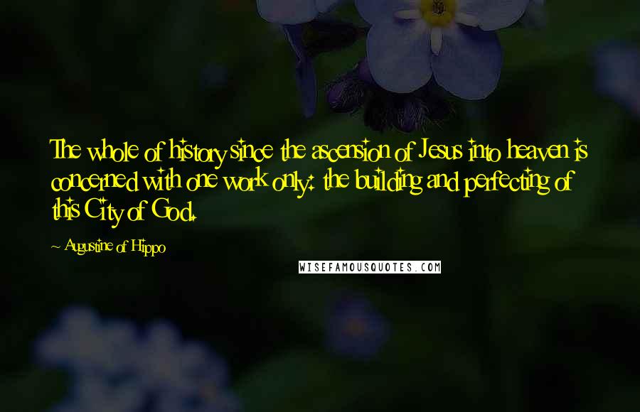 Augustine Of Hippo Quotes: The whole of history since the ascension of Jesus into heaven is concerned with one work only: the building and perfecting of this City of God.