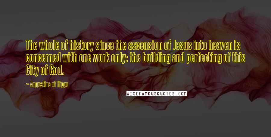 Augustine Of Hippo Quotes: The whole of history since the ascension of Jesus into heaven is concerned with one work only: the building and perfecting of this City of God.