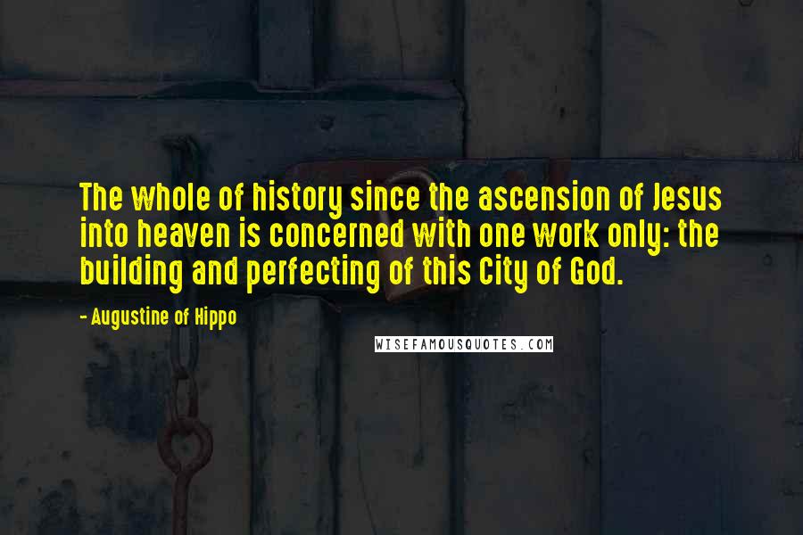 Augustine Of Hippo Quotes: The whole of history since the ascension of Jesus into heaven is concerned with one work only: the building and perfecting of this City of God.