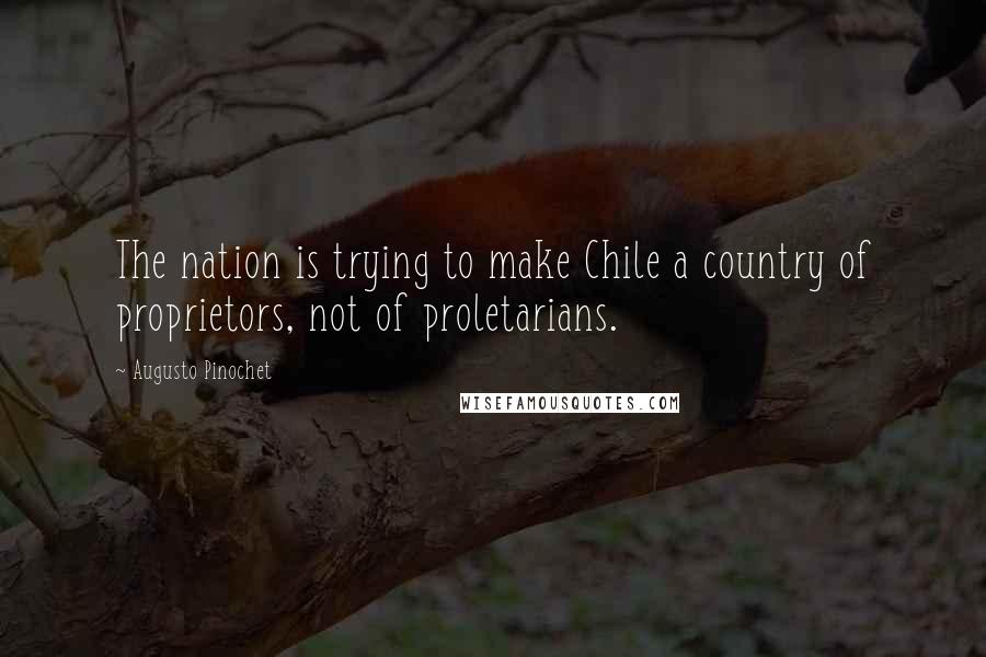 Augusto Pinochet Quotes: The nation is trying to make Chile a country of proprietors, not of proletarians.