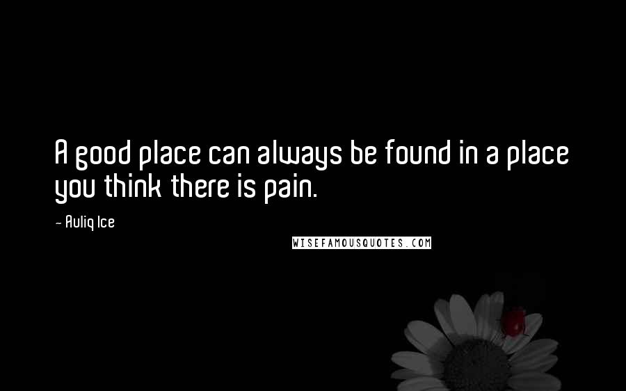 Auliq Ice Quotes: A good place can always be found in a place you think there is pain.