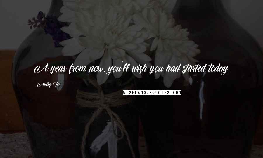 Auliq Ice Quotes: A year from now, you'll wish you had started today.