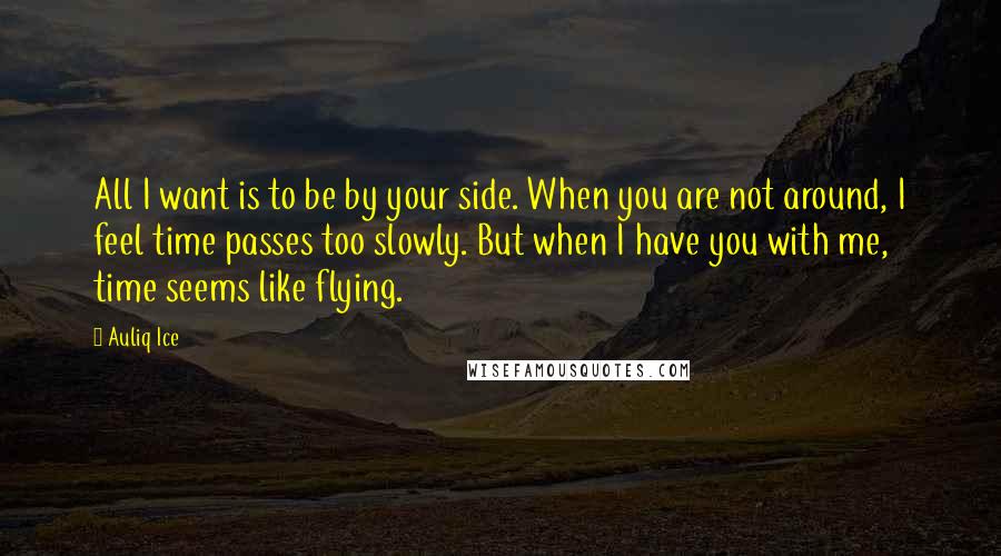 Auliq Ice Quotes: All I want is to be by your side. When you are not around, I feel time passes too slowly. But when I have you with me, time seems like flying.