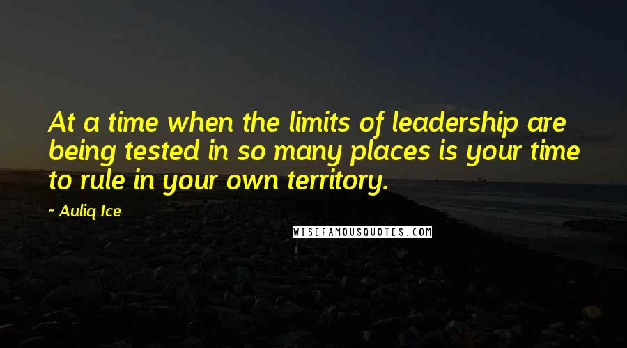 Auliq Ice Quotes: At a time when the limits of leadership are being tested in so many places is your time to rule in your own territory.