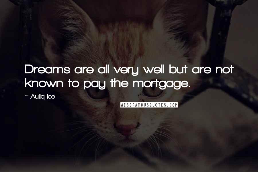 Auliq Ice Quotes: Dreams are all very well but are not known to pay the mortgage.