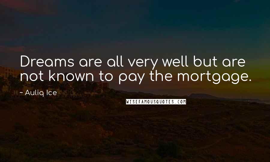 Auliq Ice Quotes: Dreams are all very well but are not known to pay the mortgage.