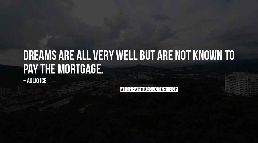 Auliq Ice Quotes: Dreams are all very well but are not known to pay the mortgage.