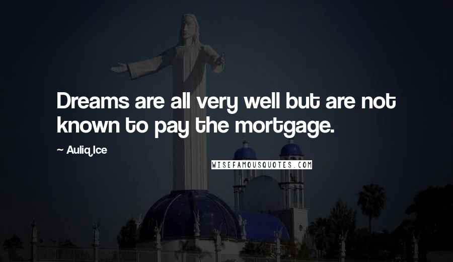 Auliq Ice Quotes: Dreams are all very well but are not known to pay the mortgage.