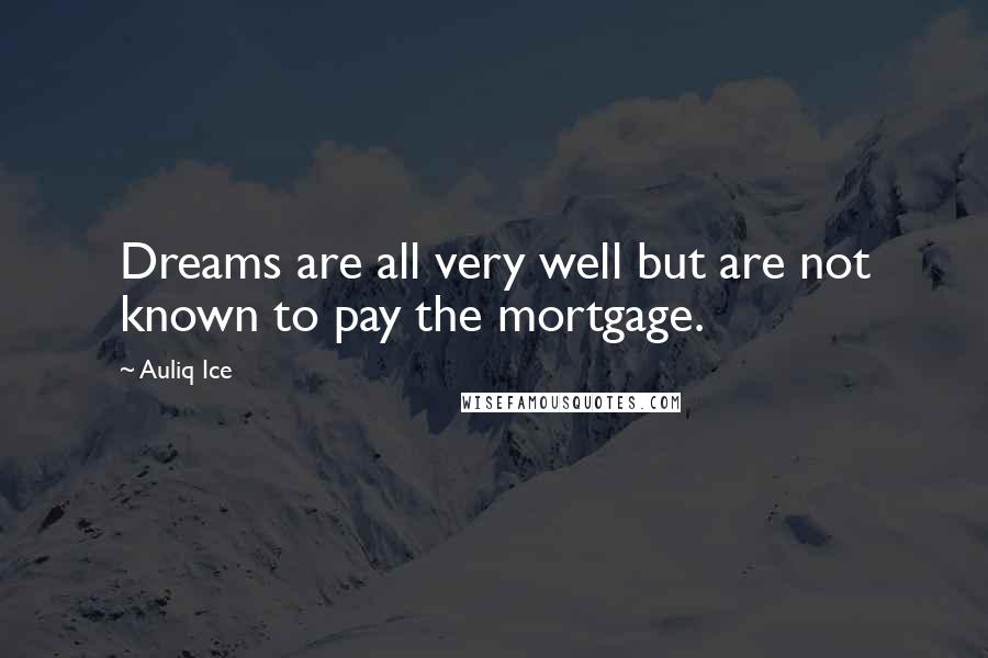 Auliq Ice Quotes: Dreams are all very well but are not known to pay the mortgage.