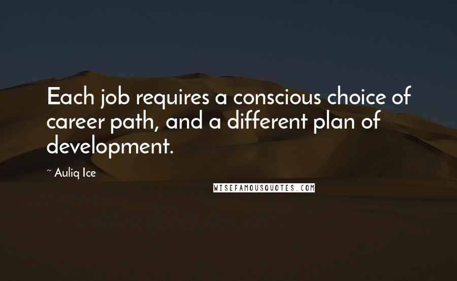 Auliq Ice Quotes: Each job requires a conscious choice of career path, and a different plan of development.