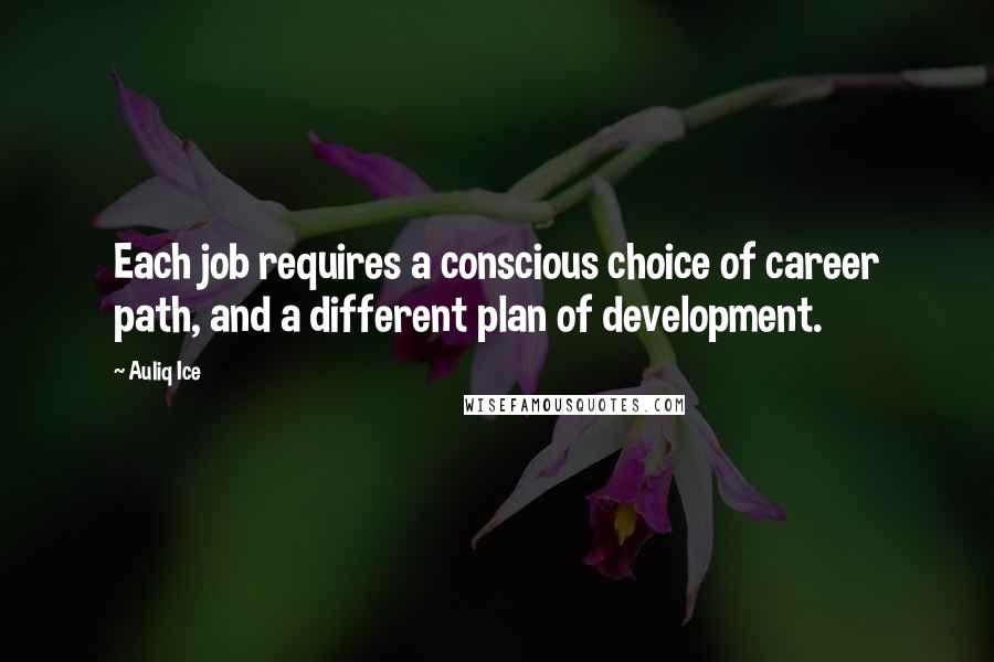 Auliq Ice Quotes: Each job requires a conscious choice of career path, and a different plan of development.