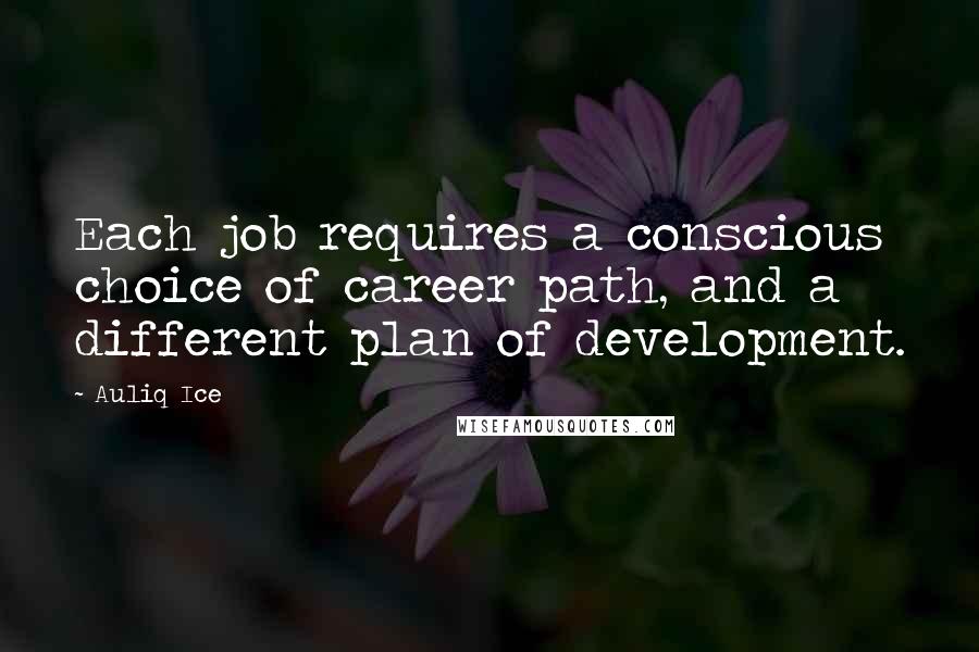 Auliq Ice Quotes: Each job requires a conscious choice of career path, and a different plan of development.