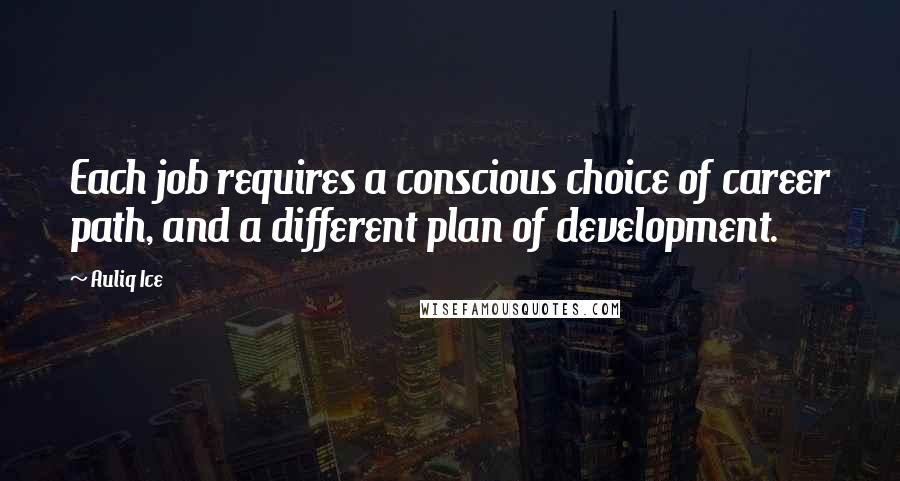 Auliq Ice Quotes: Each job requires a conscious choice of career path, and a different plan of development.