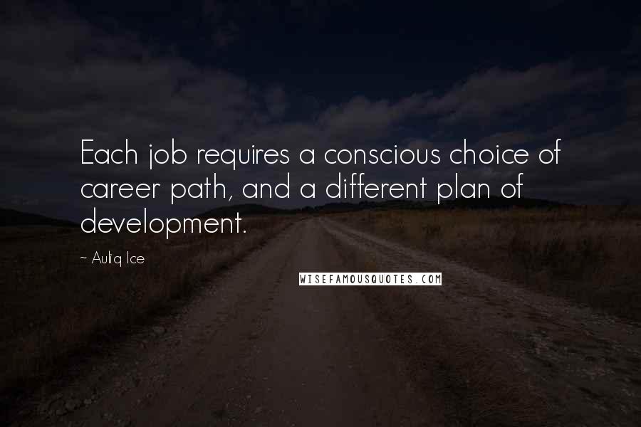 Auliq Ice Quotes: Each job requires a conscious choice of career path, and a different plan of development.