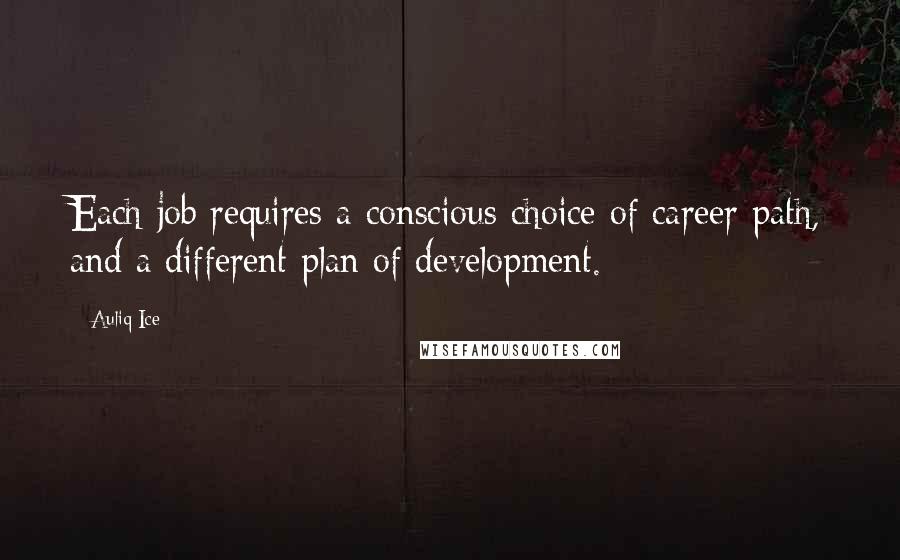 Auliq Ice Quotes: Each job requires a conscious choice of career path, and a different plan of development.