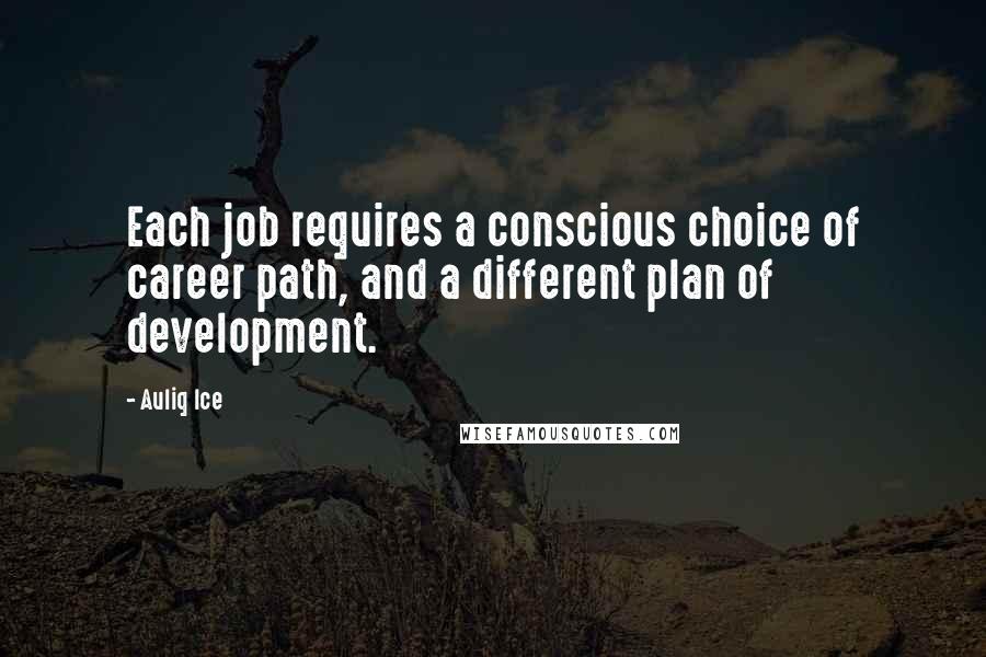 Auliq Ice Quotes: Each job requires a conscious choice of career path, and a different plan of development.