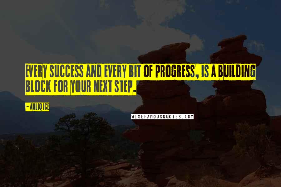 Auliq Ice Quotes: Every success and every bit of progress, is a building block for your next step.