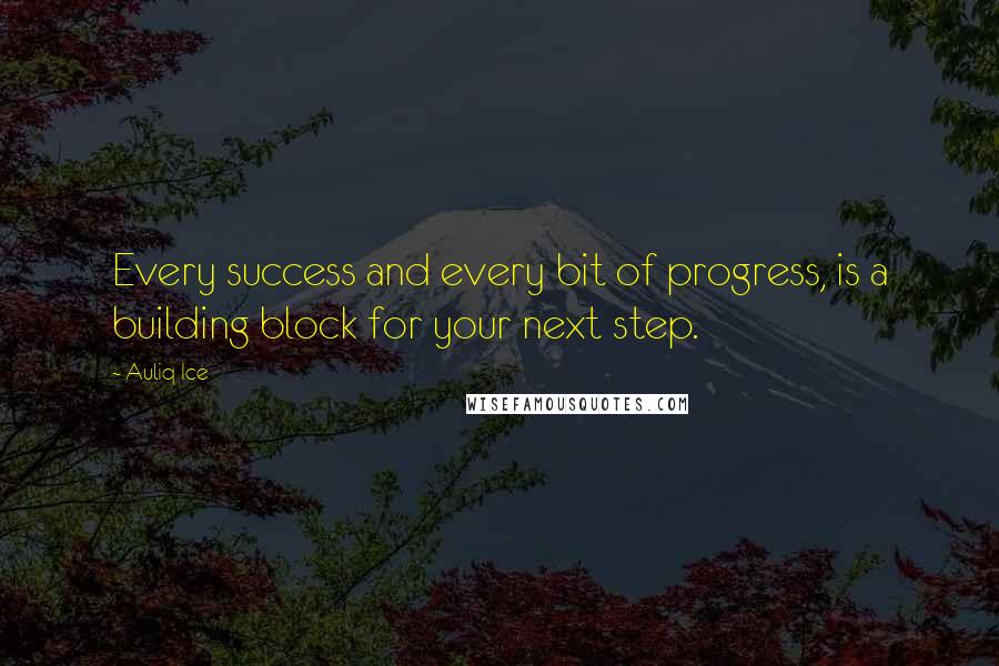 Auliq Ice Quotes: Every success and every bit of progress, is a building block for your next step.