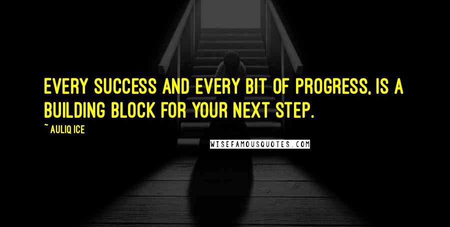 Auliq Ice Quotes: Every success and every bit of progress, is a building block for your next step.