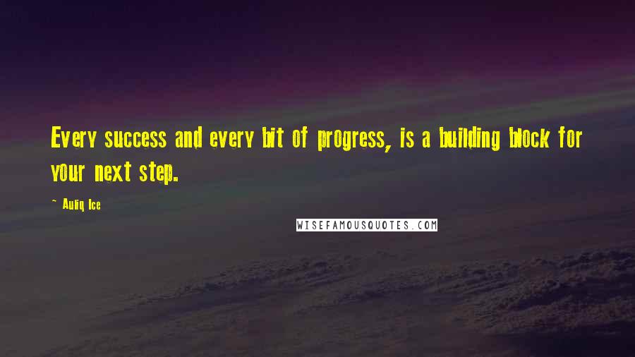 Auliq Ice Quotes: Every success and every bit of progress, is a building block for your next step.