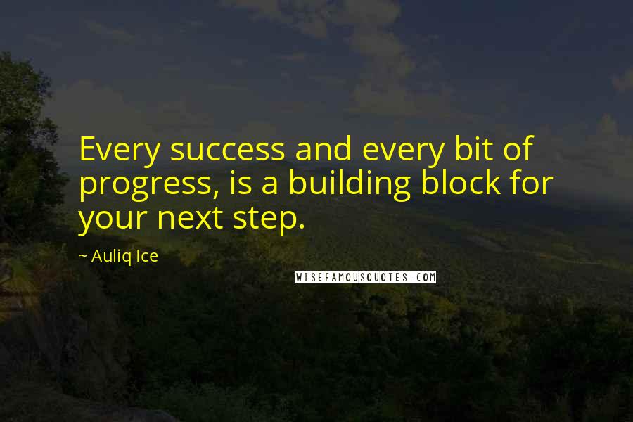 Auliq Ice Quotes: Every success and every bit of progress, is a building block for your next step.