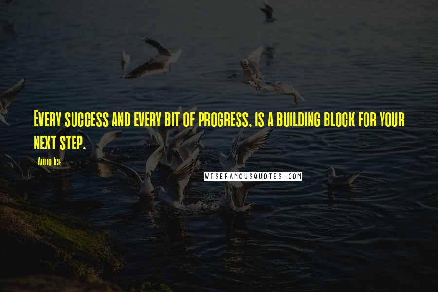 Auliq Ice Quotes: Every success and every bit of progress, is a building block for your next step.