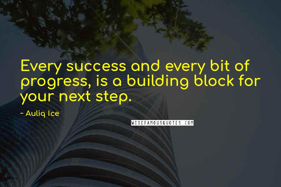 Auliq Ice Quotes: Every success and every bit of progress, is a building block for your next step.