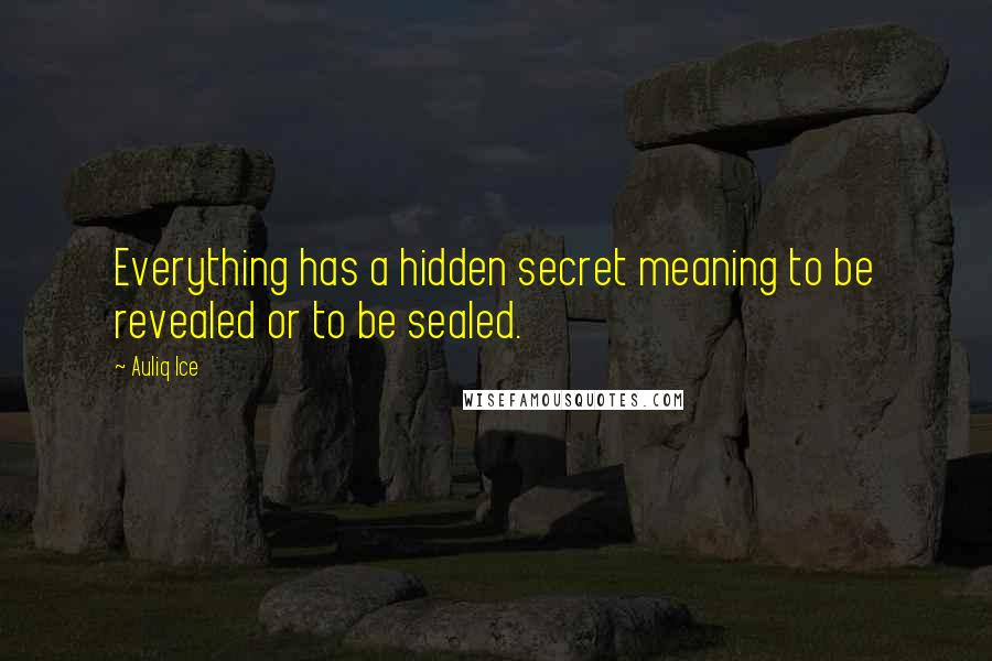 Auliq Ice Quotes: Everything has a hidden secret meaning to be revealed or to be sealed.