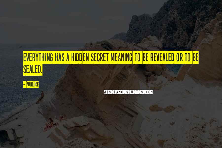 Auliq Ice Quotes: Everything has a hidden secret meaning to be revealed or to be sealed.