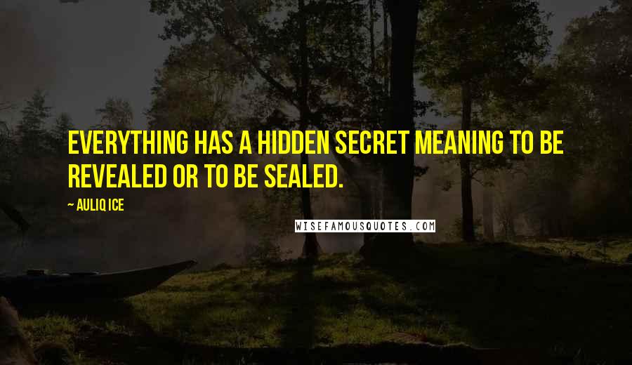 Auliq Ice Quotes: Everything has a hidden secret meaning to be revealed or to be sealed.