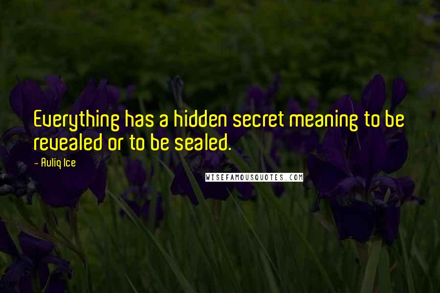 Auliq Ice Quotes: Everything has a hidden secret meaning to be revealed or to be sealed.