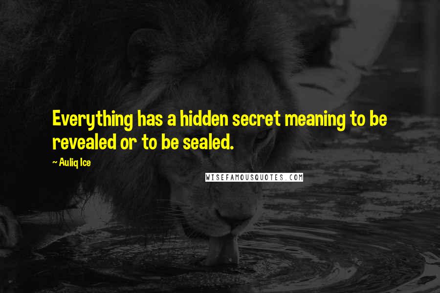 Auliq Ice Quotes: Everything has a hidden secret meaning to be revealed or to be sealed.