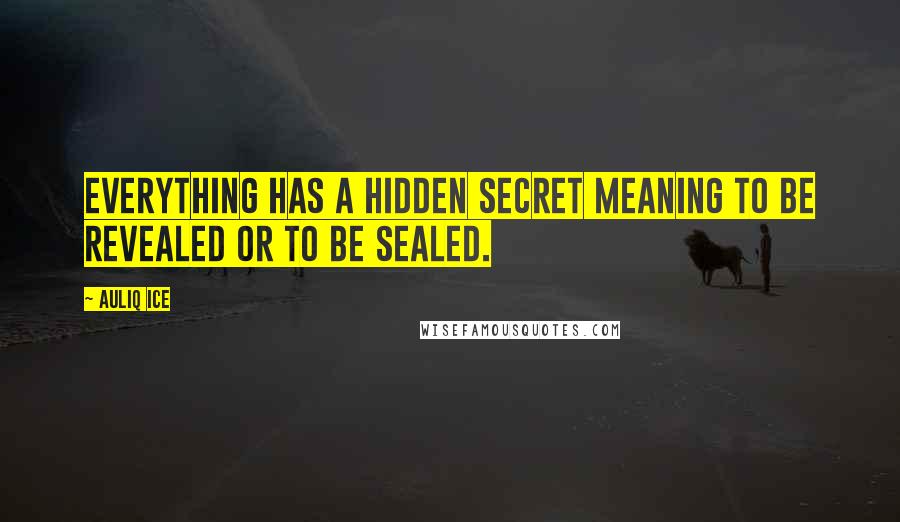 Auliq Ice Quotes: Everything has a hidden secret meaning to be revealed or to be sealed.