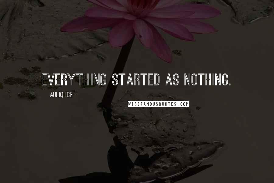 Auliq Ice Quotes: Everything started as nothing.