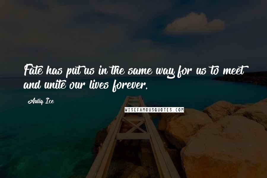 Auliq Ice Quotes: Fate has put us in the same way for us to meet and unite our lives forever.