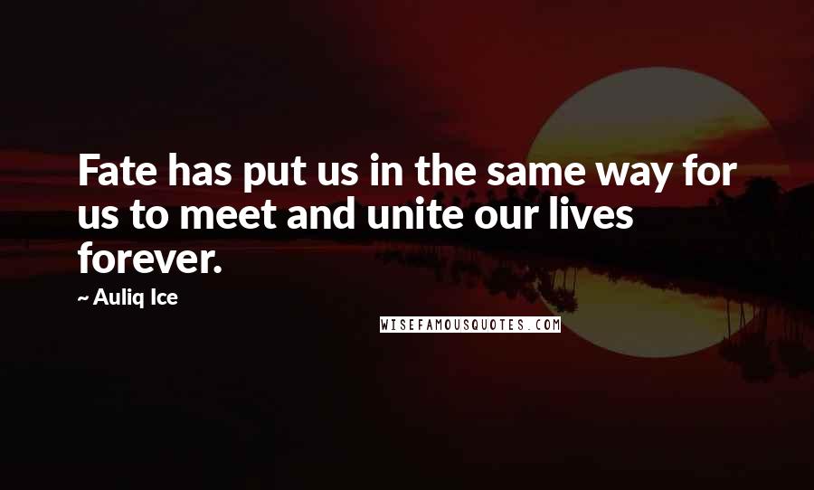 Auliq Ice Quotes: Fate has put us in the same way for us to meet and unite our lives forever.