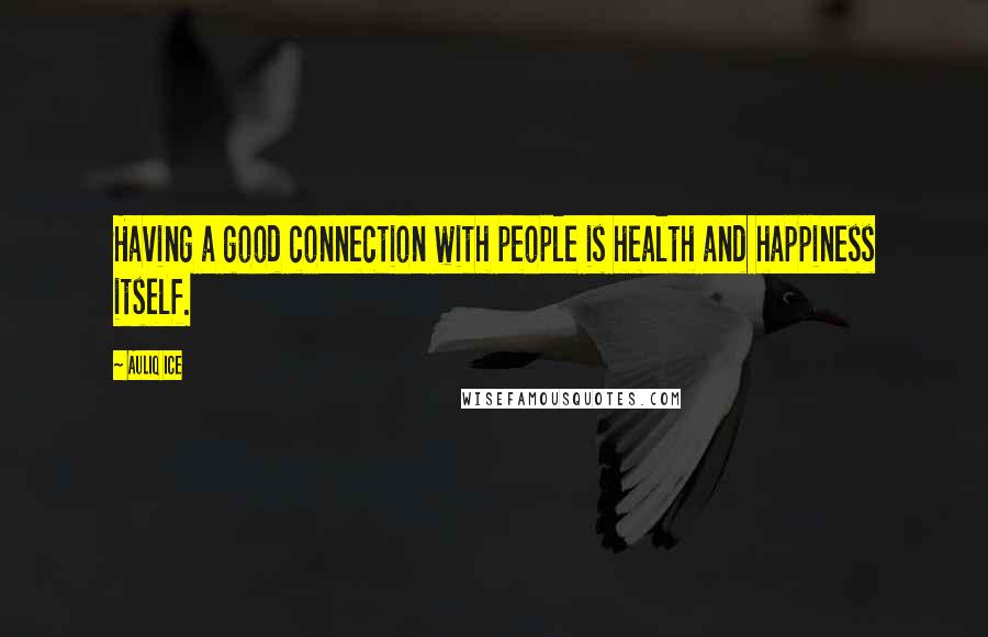 Auliq Ice Quotes: Having a good connection with people is health and happiness itself.