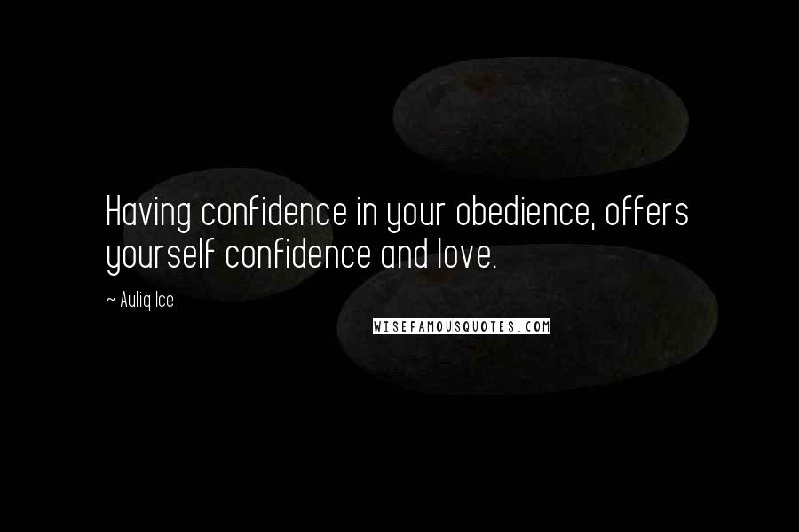 Auliq Ice Quotes: Having confidence in your obedience, offers yourself confidence and love.