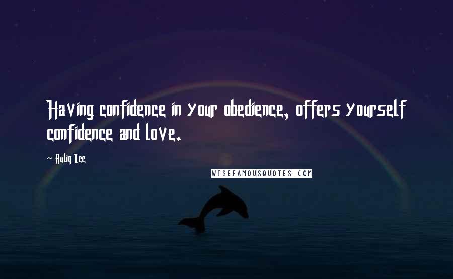 Auliq Ice Quotes: Having confidence in your obedience, offers yourself confidence and love.