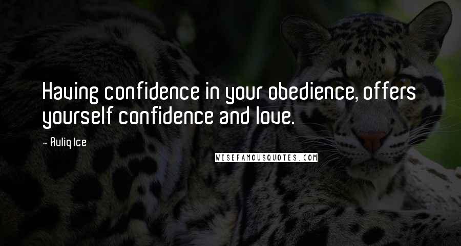 Auliq Ice Quotes: Having confidence in your obedience, offers yourself confidence and love.