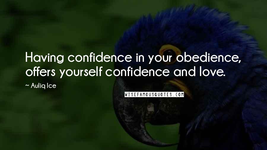 Auliq Ice Quotes: Having confidence in your obedience, offers yourself confidence and love.