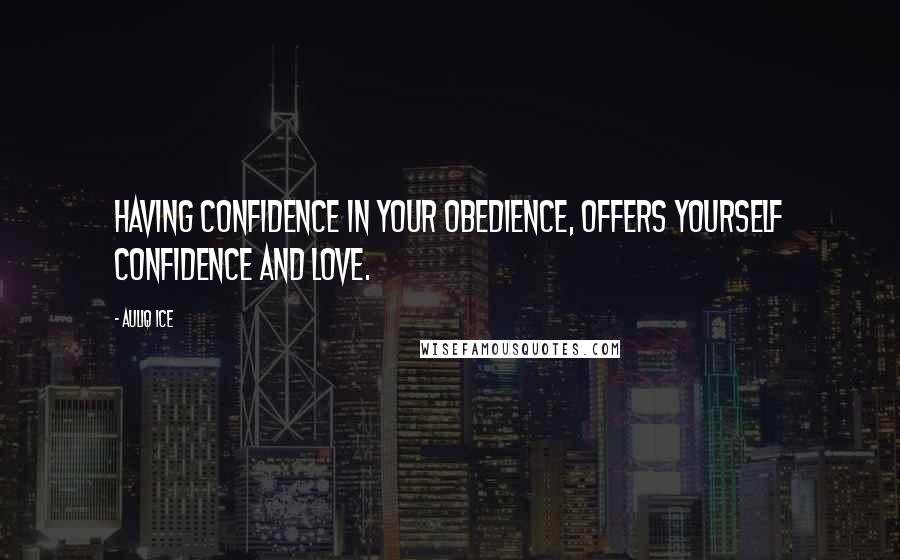 Auliq Ice Quotes: Having confidence in your obedience, offers yourself confidence and love.