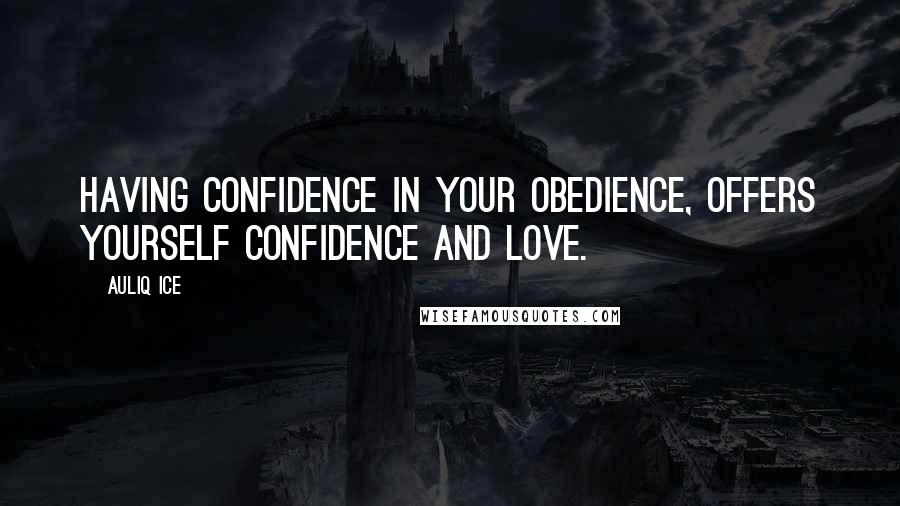 Auliq Ice Quotes: Having confidence in your obedience, offers yourself confidence and love.