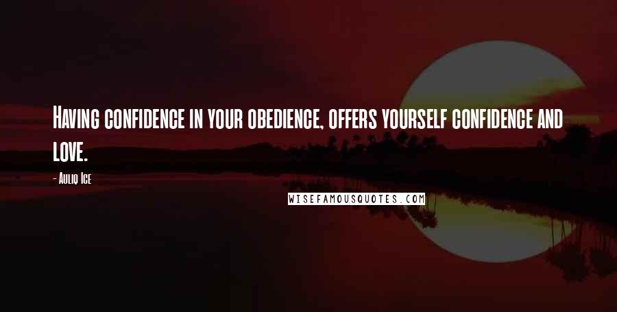 Auliq Ice Quotes: Having confidence in your obedience, offers yourself confidence and love.