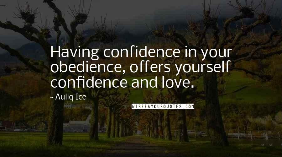 Auliq Ice Quotes: Having confidence in your obedience, offers yourself confidence and love.