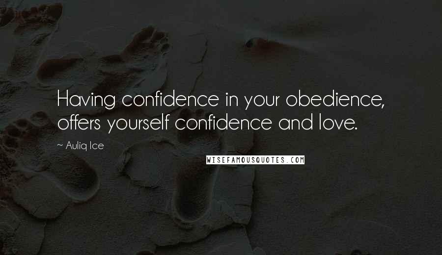 Auliq Ice Quotes: Having confidence in your obedience, offers yourself confidence and love.