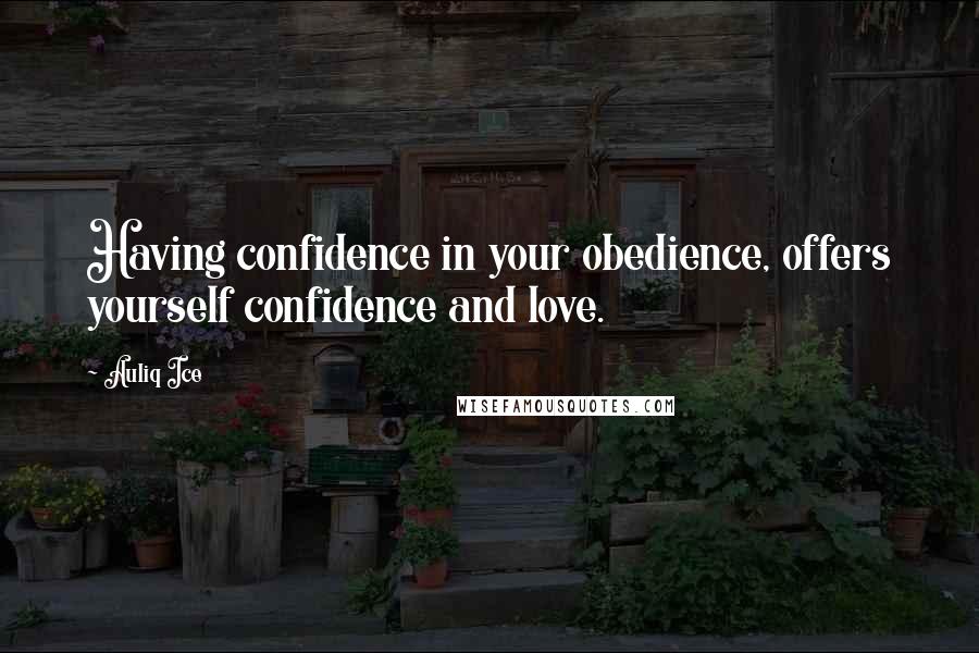 Auliq Ice Quotes: Having confidence in your obedience, offers yourself confidence and love.