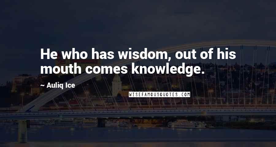 Auliq Ice Quotes: He who has wisdom, out of his mouth comes knowledge.