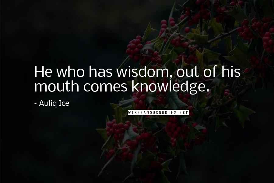 Auliq Ice Quotes: He who has wisdom, out of his mouth comes knowledge.